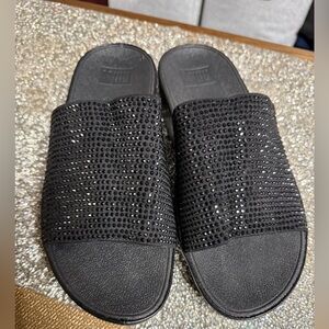 Fitflop Black Rhinestone Sandals. NEW!
